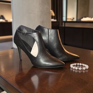 Shoe Dazzle Black Cutout Heeled Boots